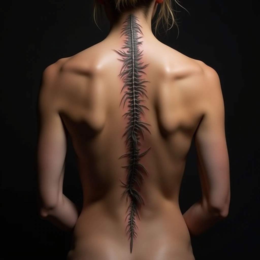 Delicate White Linework Spine Tattoos for Women: Meaningful Designs