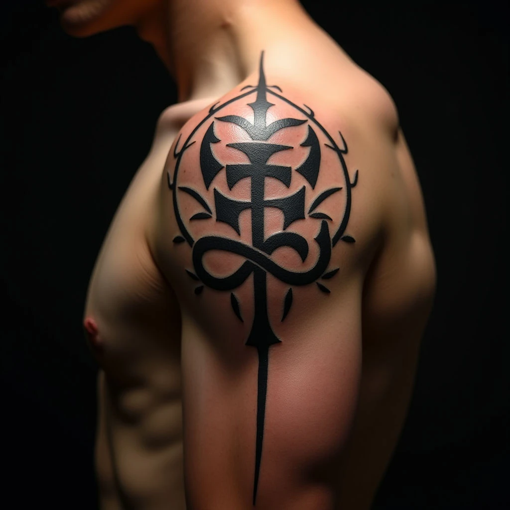 Bold XXL Black & Gold Calligraphy Tattoos for Men: Meaningful Designs