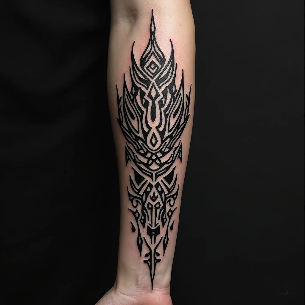 Tribal Forearm Tattoo: A Study in Line and Form