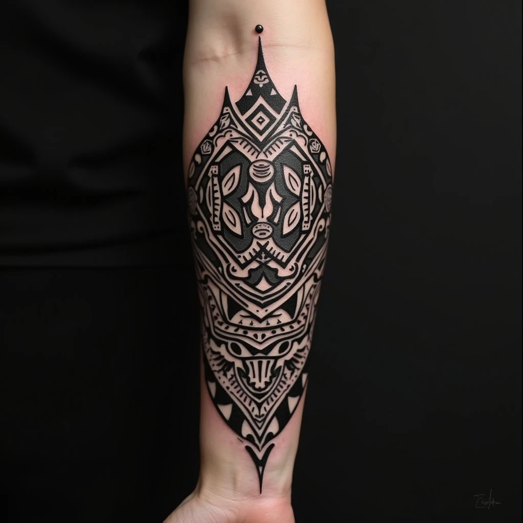 Intricate Tribal Forearm Tattoo Design