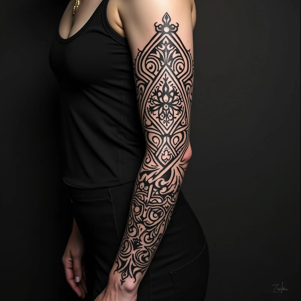 Intricate Tribal Forearm Tattoo Design