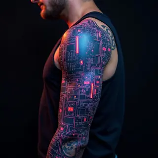 Cyberpunk Cover-Up Tattoos for Men: Reimagining the Past with Future Tech