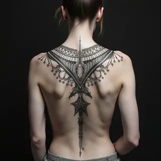 Intricate Geometric Tattoos on Upper Body
