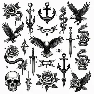 Vintage Tattoo Flash Sheet Inspiration