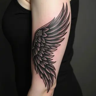 Detailed Angel Wing Sleeve Tattoo Design