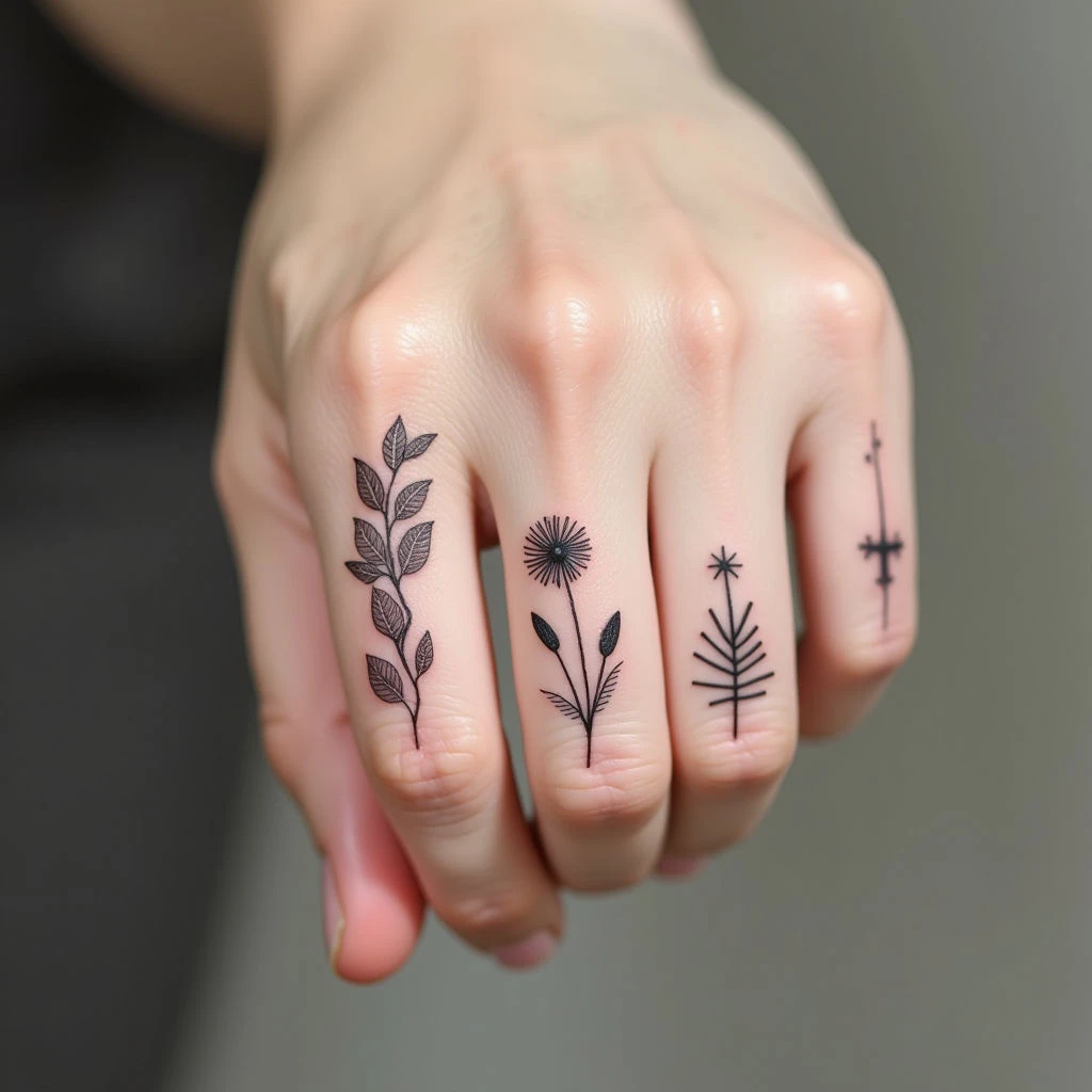 Delicate Floral Finger Tattoos: A Fine Line Inspiration