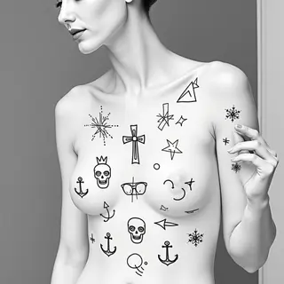 Minimalist Geometric Temporary Tattoo Sheet