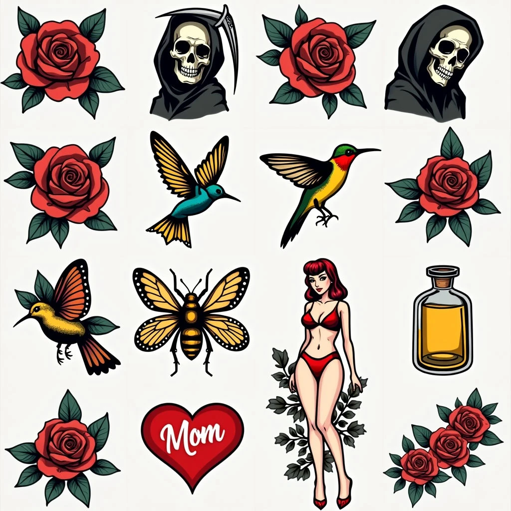 American Traditional Starter Pack Tattoo Designs