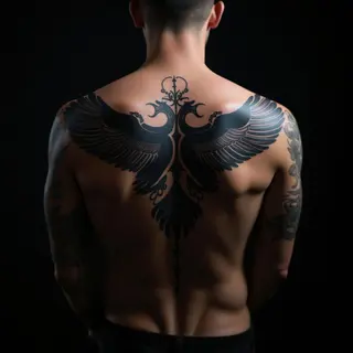 Gothic Old School Back Tattoo in Blue - XL Design