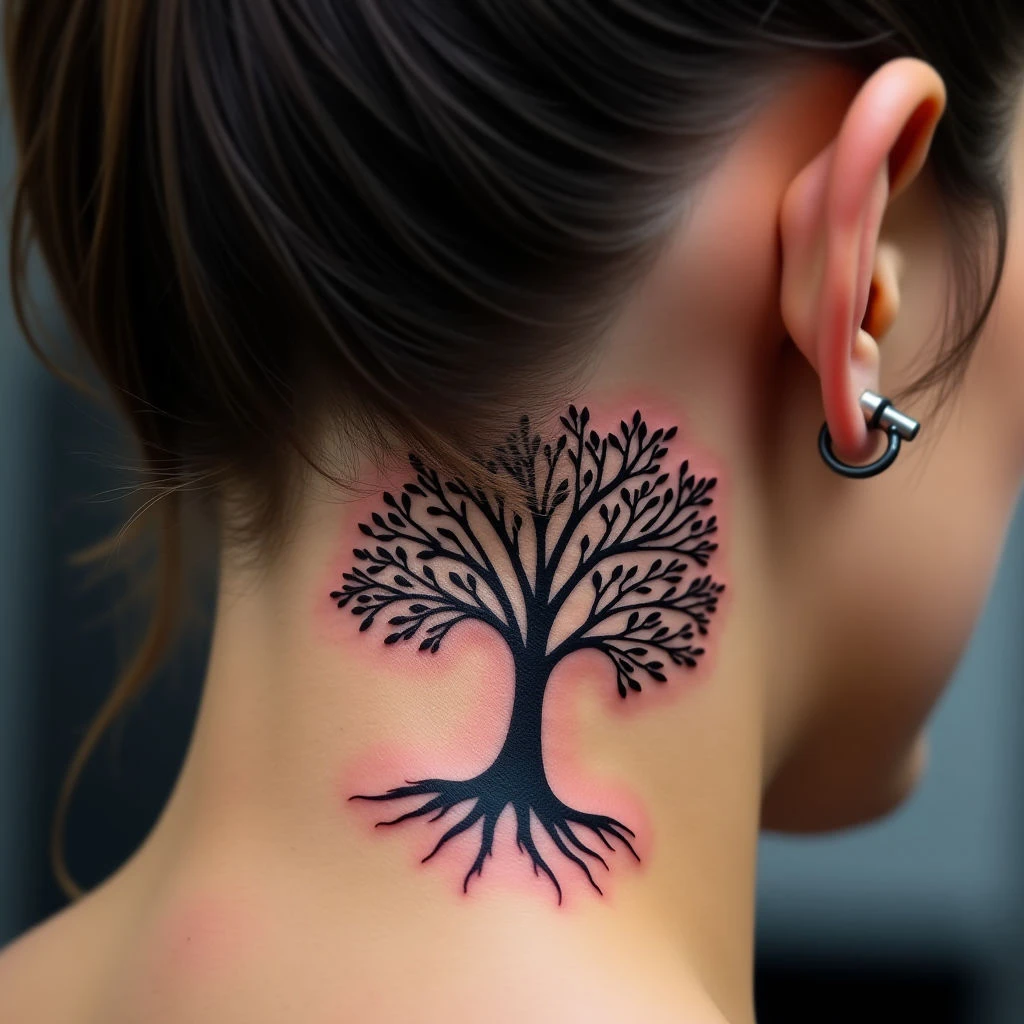 Family Tree Tattoos for Women: Behind the Ear Designs