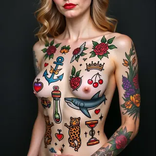 Eclectic Flash Tattoo Design: A Collection of Symbols