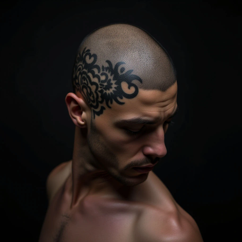 Tiny Traditional Head Tattoos for Guys - Placement Ideas