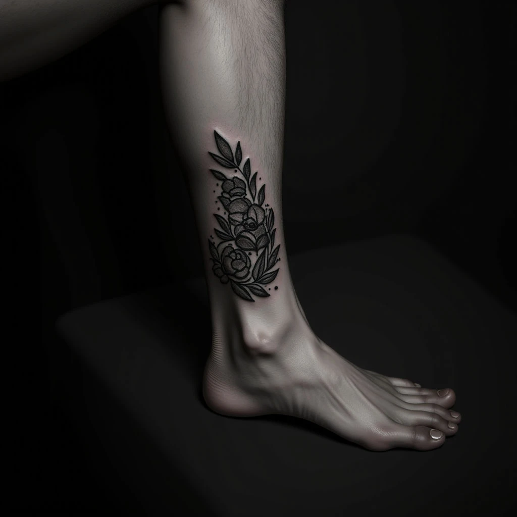 Unique Traditional Foot Tattoos in Monochrome