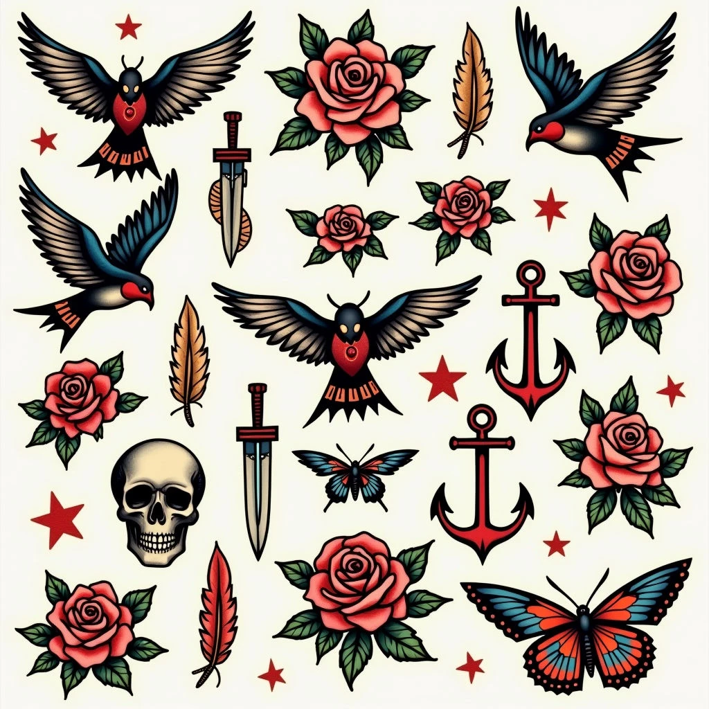 Classic Tattoo Flash Sheet Design Inspiration