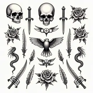 Vintage Tattoo Flash Sheet Design