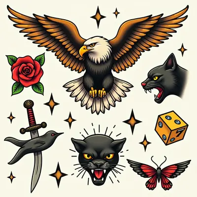 Classic Traditional Tattoo Flash Sheet Inspiration