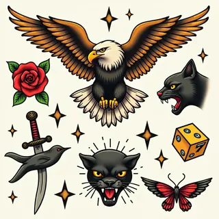 Classic Traditional Tattoo Flash Sheet Inspiration