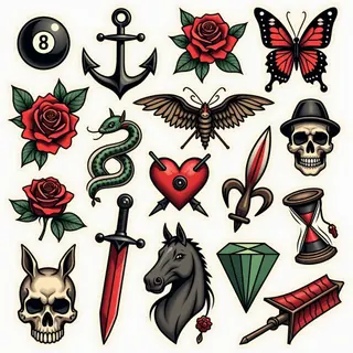 Classic Tattoo Flash Sheet: A Traditional Collection