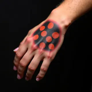 Orange Trash Polka Cover-Up on Hand: Concealing Black Ink