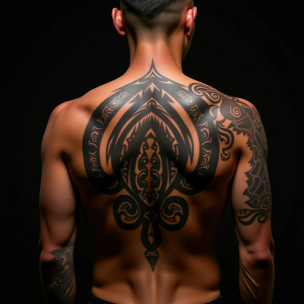 Maori Inspired Back Tattoos: Abstract Designs for Guys