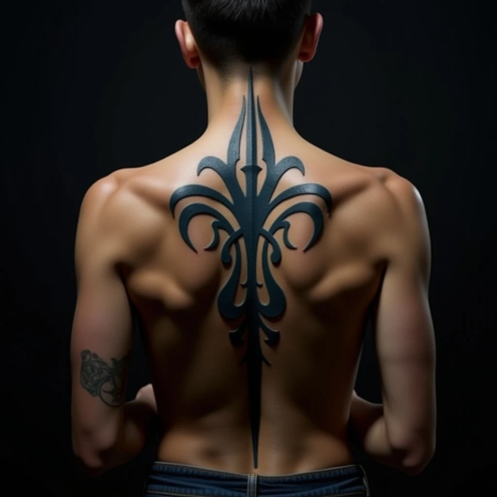 Epic XXL Tribal Back Tattoo in Blue: Design Inspiration