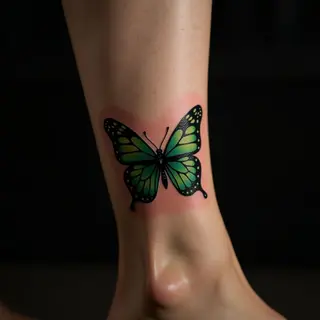 Tribal Butterfly Tattoo on Ankle: Calligraphy Inspiration