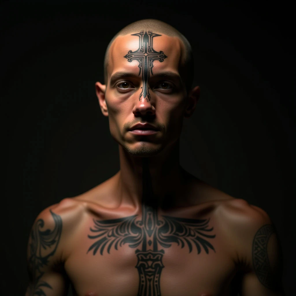 Copper Tribal Faith Tattoo with Cross - Meaning & Design Ideas