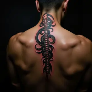 Tribal Hand Tattoo for Men: Illustrative Spine Design