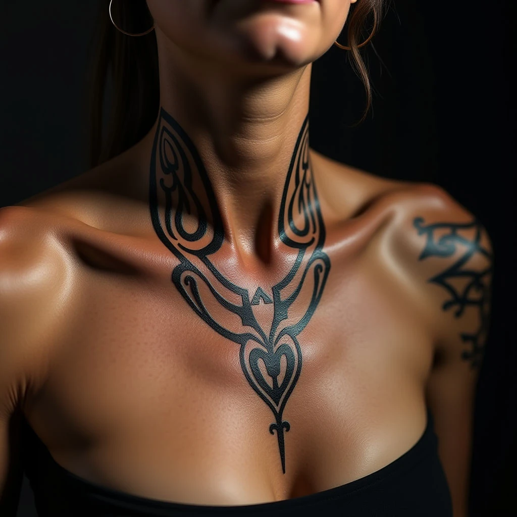 Copper Tribal Neck Tattoos for Mom & Daughter: A Lasting Bond