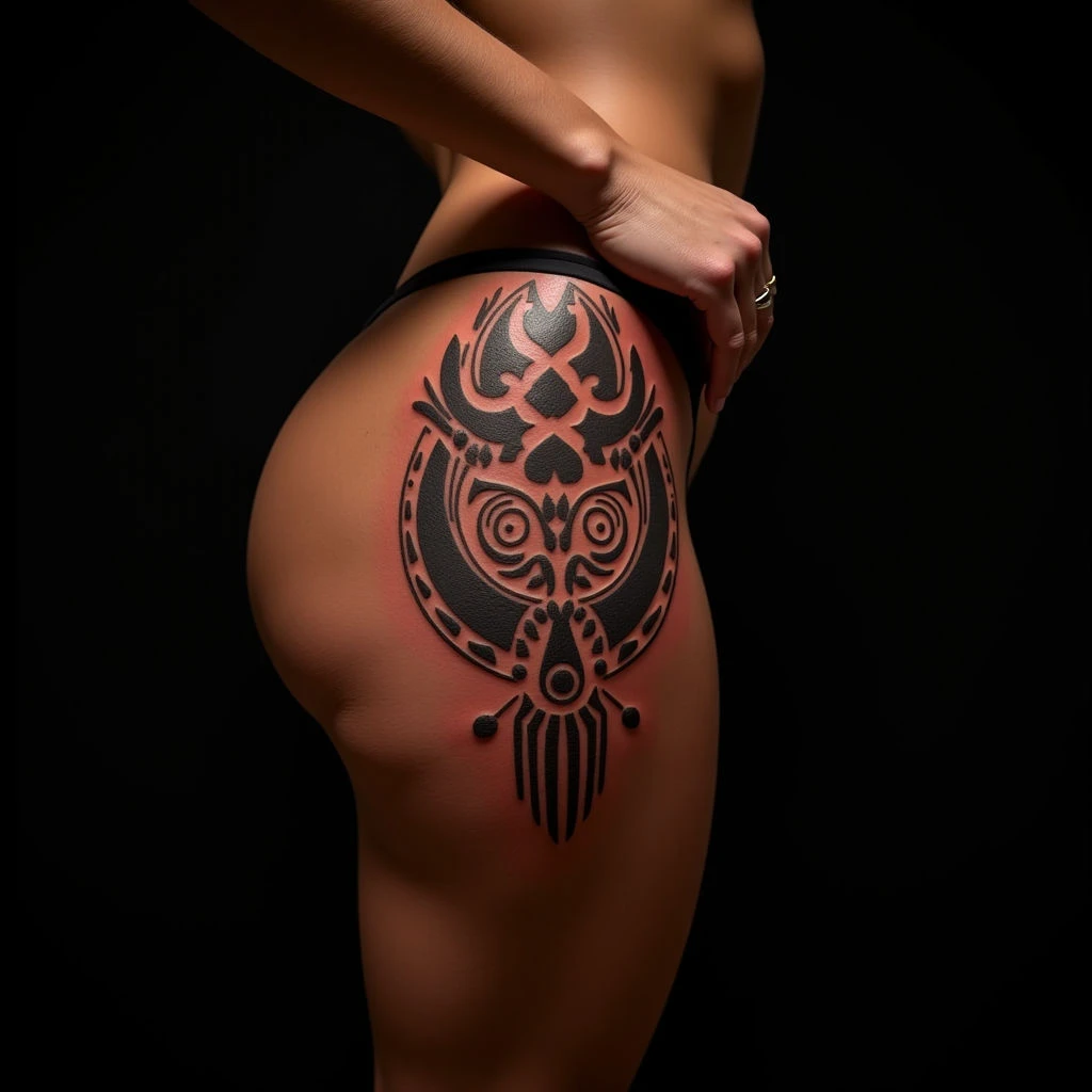 Powerful Samoan Thigh Tattoo Designs in Realism