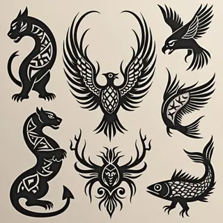 Tribal Tattoo Design Collection: Panthers, Eagles & Aquatic Motifs