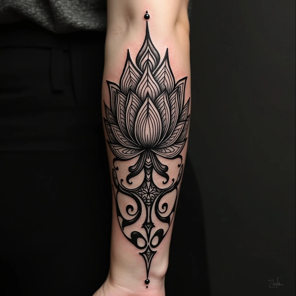 Intricate Tribal Forearm Tattoo Design