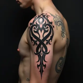 Dynamic Tribal Shoulder Tattoo Design