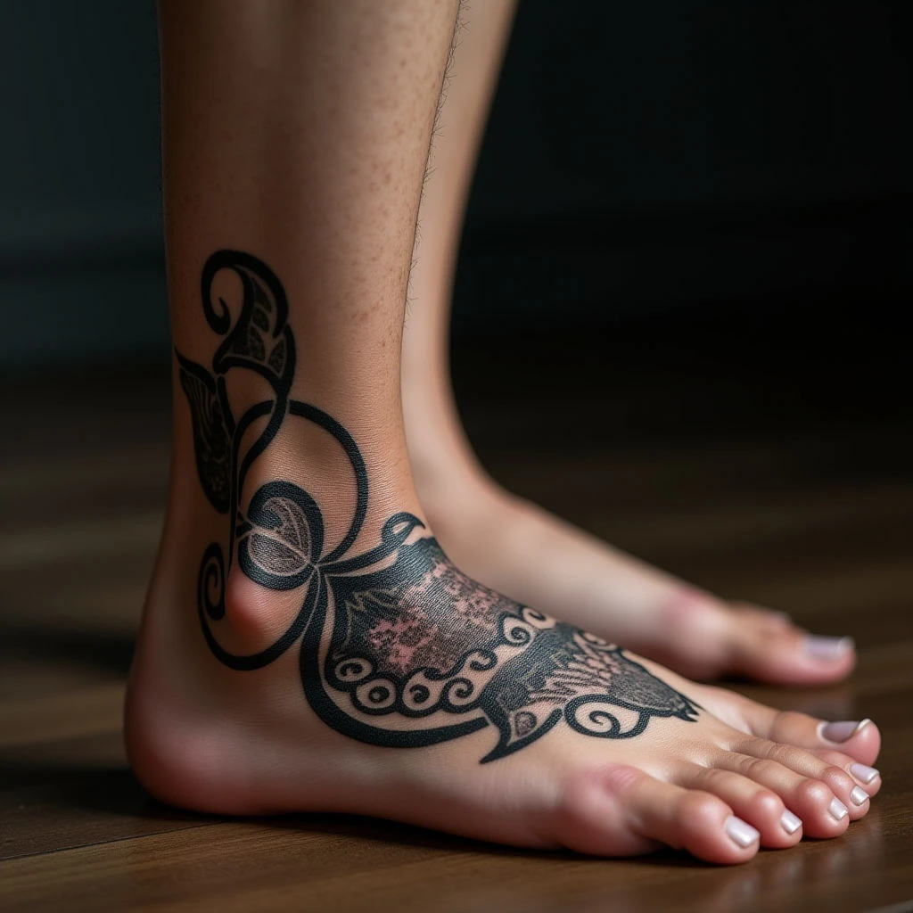 Small Viking Foot Tattoos for Men - Oriental Style