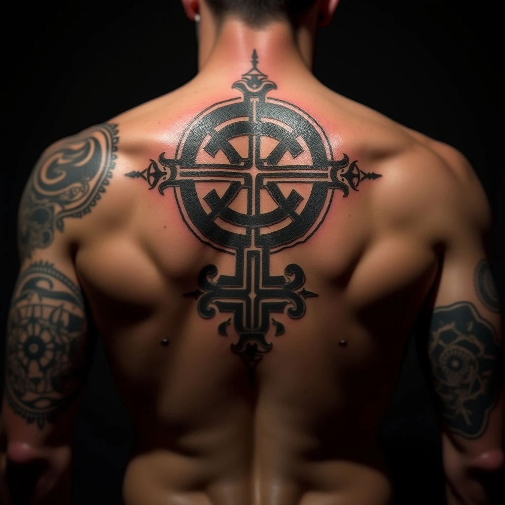 Viking Symbols Tattoos for Guys: Gothic Back Designs