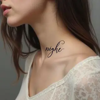 Delicate Script Tattoo on the Neck: A Minimalist Statement