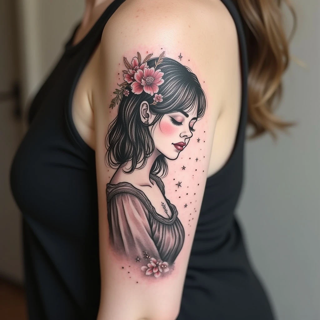 Elegant Upper Arm Tattoo Ideas for Ladies