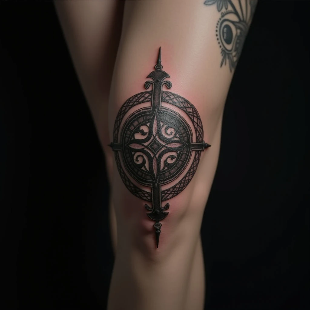 Viking Rune Tattoos on Your Knee: Blackwork Inspiration