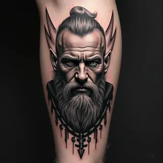 Viking Warrior Leg Tattoo: A Portrait of Strength and Resilience