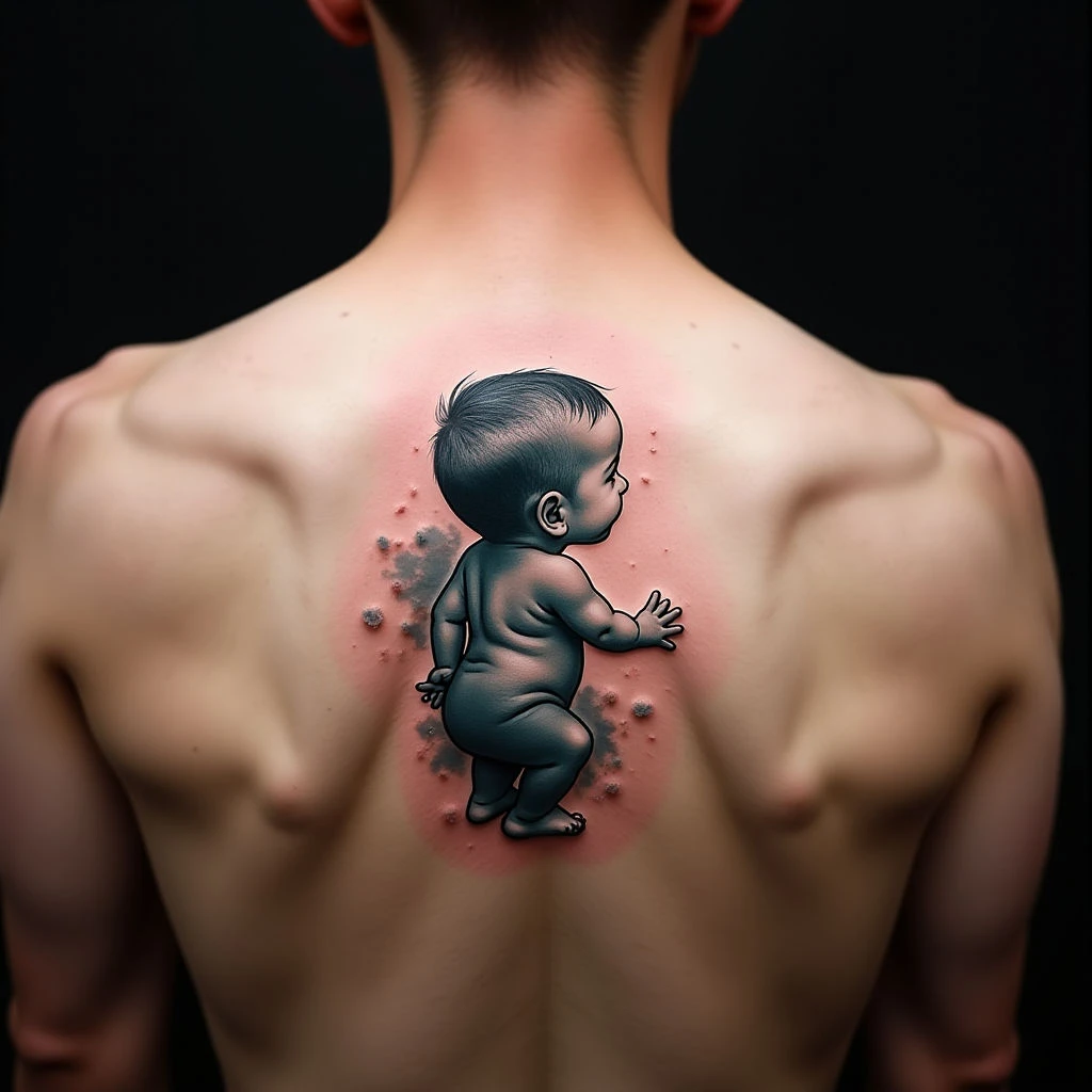 Watercolor First Baby Boy Tattoo Ideas for Dads