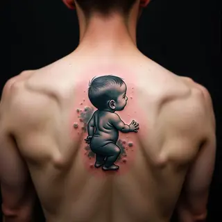 Watercolor First Baby Boy Tattoo Ideas for Dads