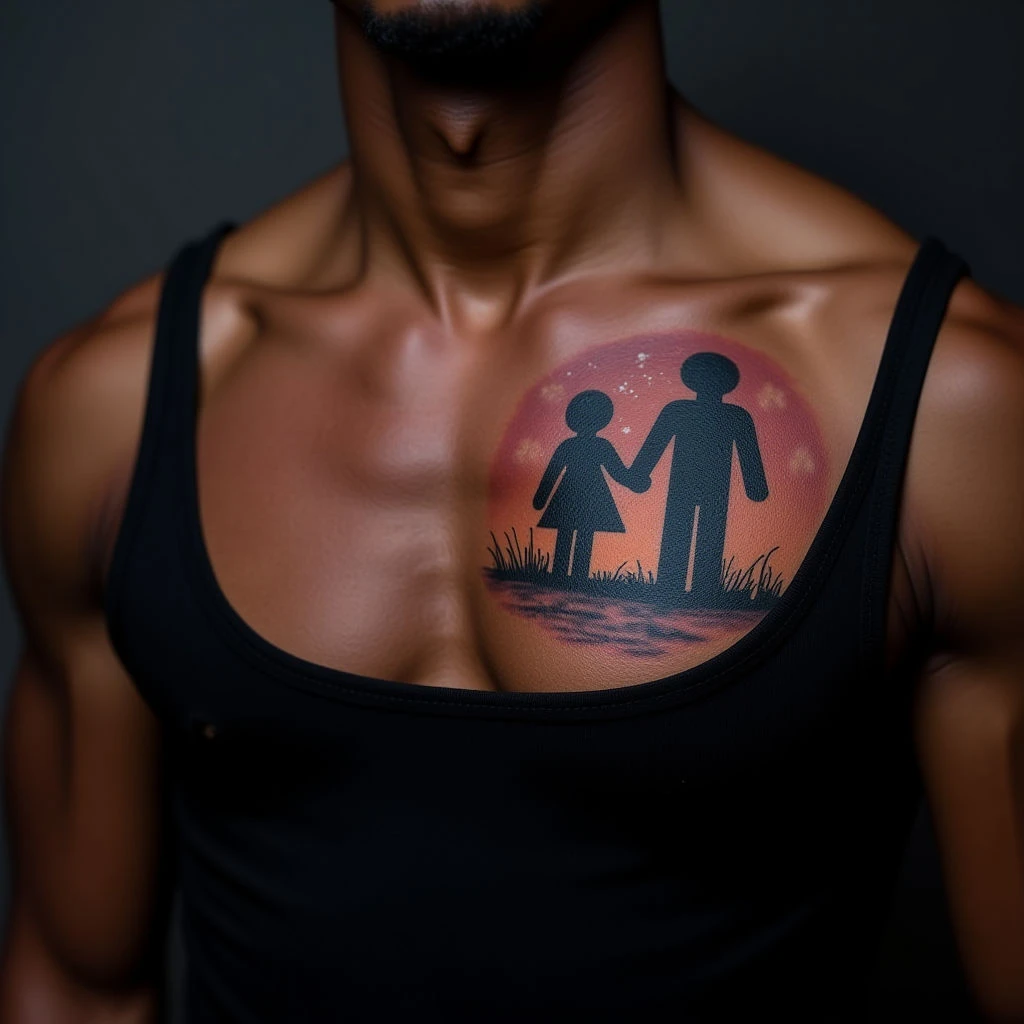 Best Friend Father-Son Tattoos: Watercolor Chest Designs