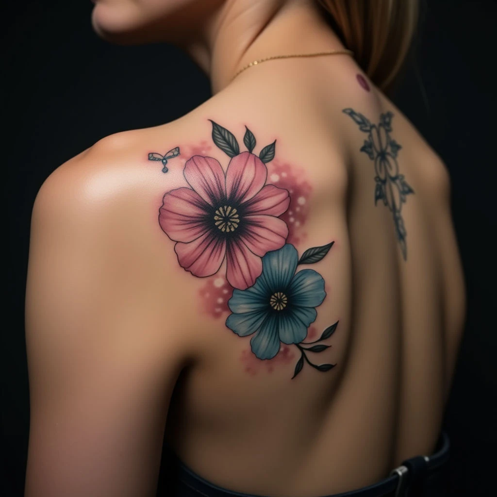 Covering Blue Ink? Watercolor Collarbone Tattoos in Beige!