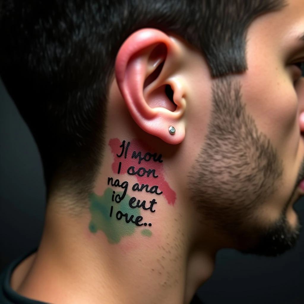 Watercolor Family Quote Tattoos for Guys – Behind the Ear