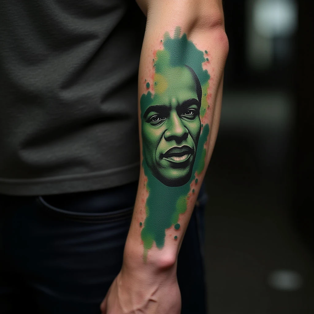 Watercolor Last Name Forearm Tattoo Designs for Men