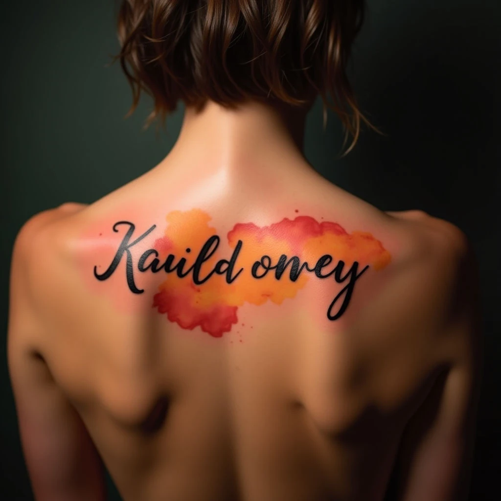 Watercolor Kids Names Tattoo Ideas for Dads