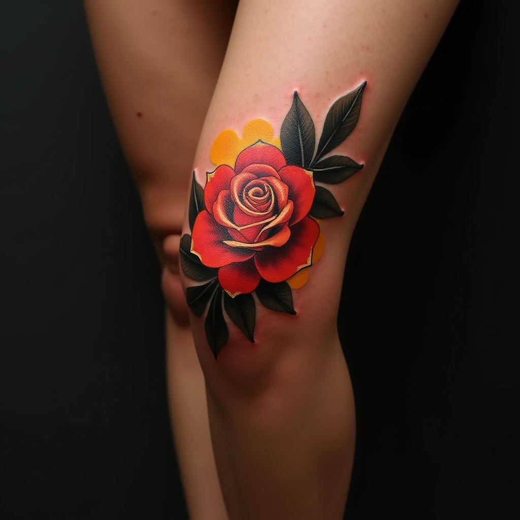 Gorgeous Knee Tattoos for Women: Watercolor Inspiration