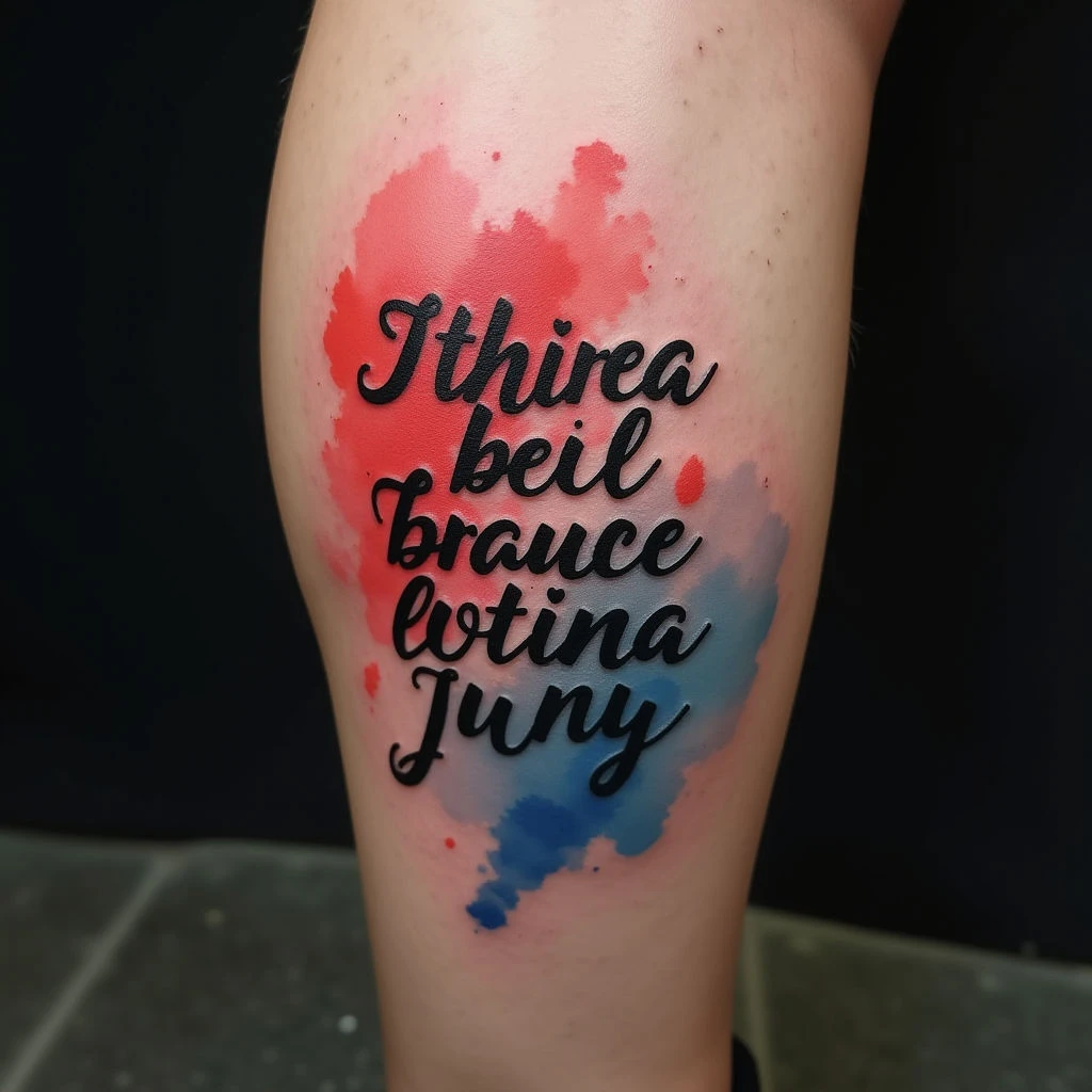 Watercolor Lettering Tattoo: Lyrics on Your Calf