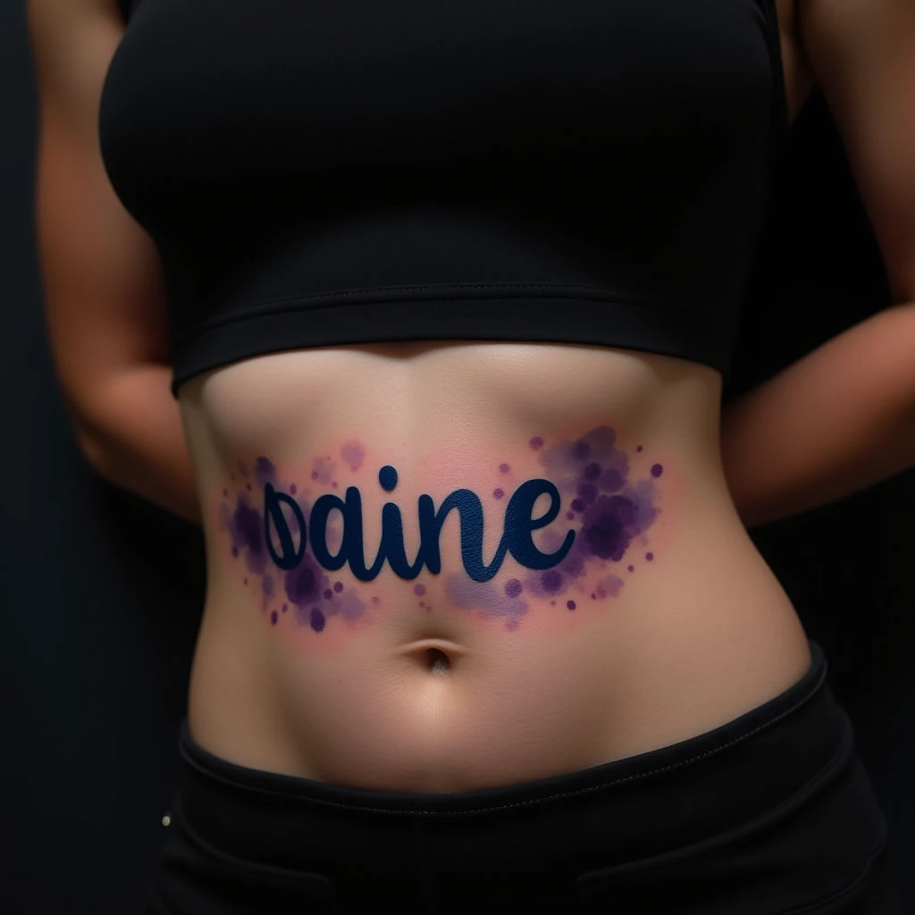 Delicate Watercolor Lettering Tattoos for Your Stomach