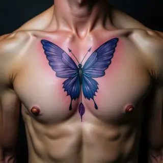 XL Watercolor Sternum Tattoos: Blue & Purple Placement Ideas